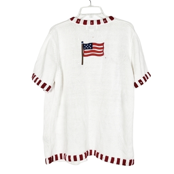 NWOT VTG Quacker Factory embroidered beaded patriotic cardigan sweater America - Picture 4 of 9